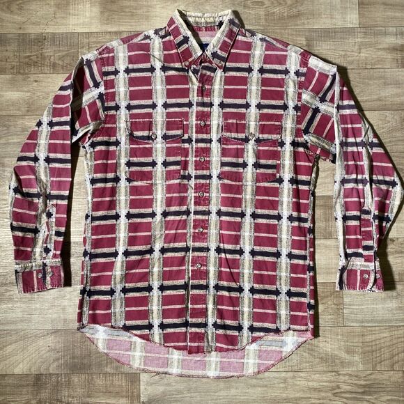 Vintage Wrangler Shirt Mens Large Aztec Southwestern Western Rodeo 90s Button Up - Picture 1 of 7